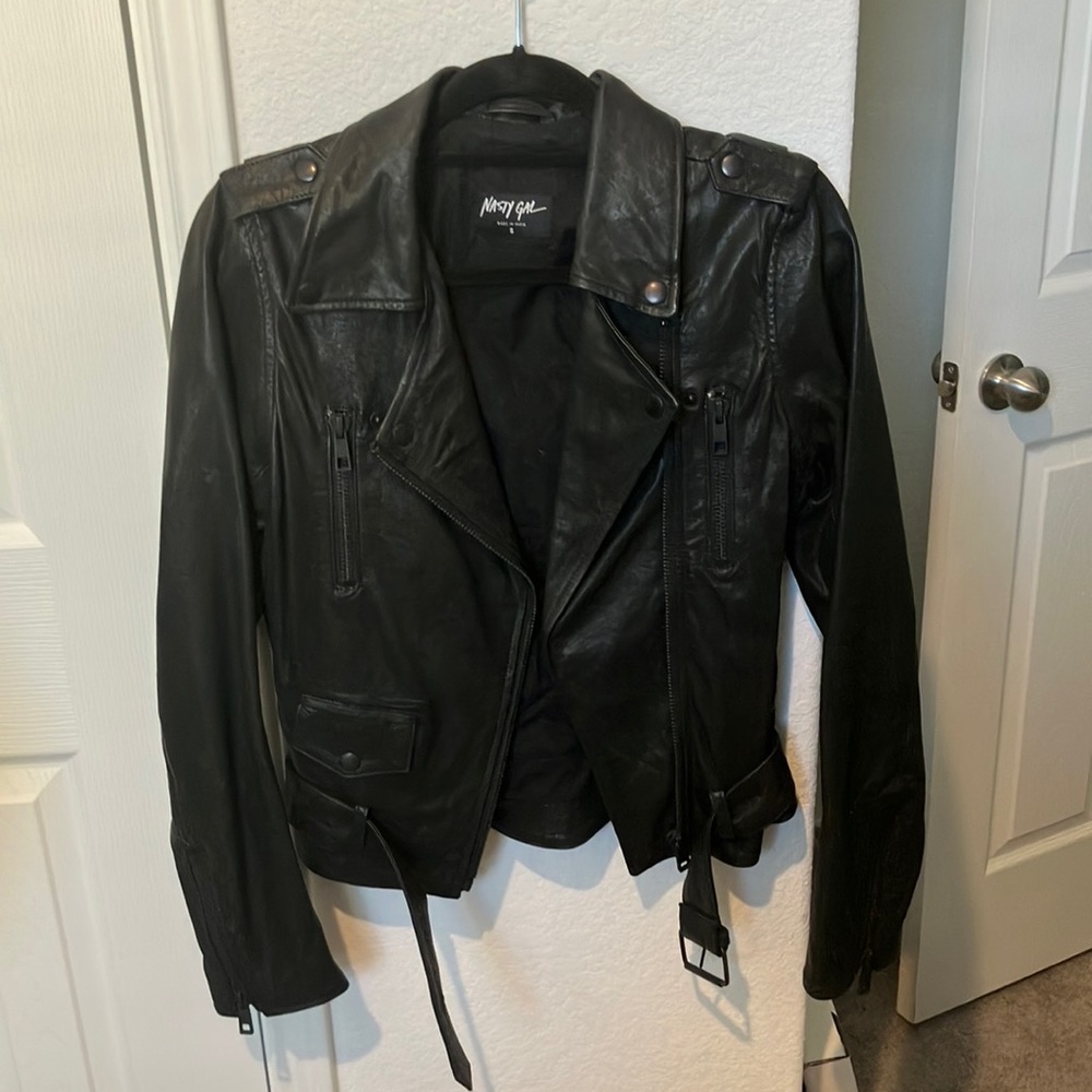 Amazing Nasty Gal Black Leather Biker Jacket